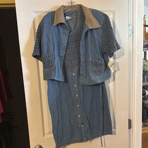 Blue Denim Midi Dress with Jacket